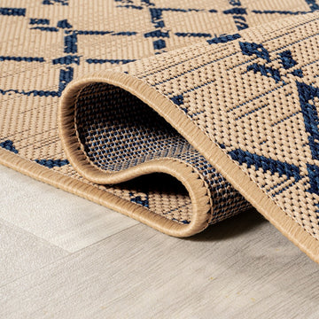 Ourika Moroccan Geometric Textured Weave Indoor/outdoor Square Rug